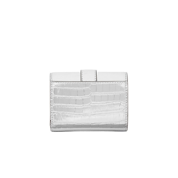 MICHAEL KORS- Carmen Medium Metallic Crocodile Tri-Fold Envelope Wallet - Silver - Picture 6 of 6
